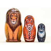Lion Tiger Kitty Nesting Doll 3pc./3.5