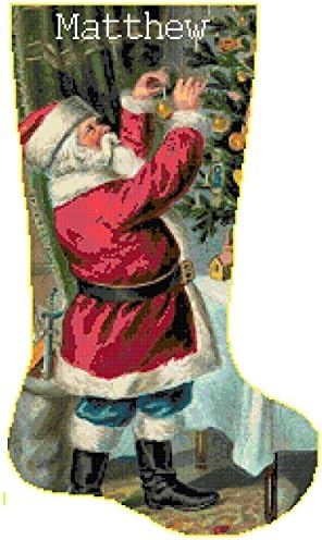 Pattern Only Cross Stitch Christmas Stocking Santa 6 with Name