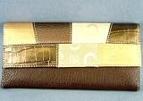 Designer Style Bronze/ Brown Patchwork Clutch Wallet w/ Checkbook Cover