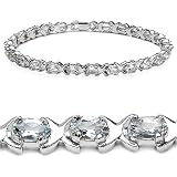 Elegant 5.00 Carat Genuine Aquamarine Ovals Sterling Silver Bracelet