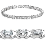 Elegant 6.00 Carat Genuine Aquamarine Ovals Sterling Silver Bracelet