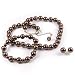 Light Brown 10mm Glass Pearl Necklace, Bracelet and Earring Set by Margot Townsend