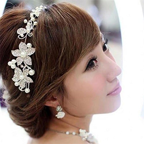 Ixiang Bridal Bridesmaid Wedding Pearl Diamante Butterfly Love Flower Headband Tiara