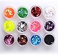 Ostart 12 Color Glitter Hexagon Acrylic UV Gel False Tips Nail Art Salon Tool Set