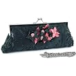 Satin clutch with beads and flowers