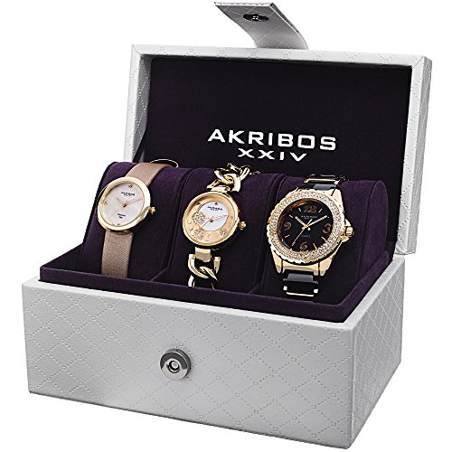 Akribos AK766YG Ladies 3 Piece Gift Set