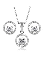 Alexandria Collection Sterling Silver White Cubic Zirconia Round Jewelry Set