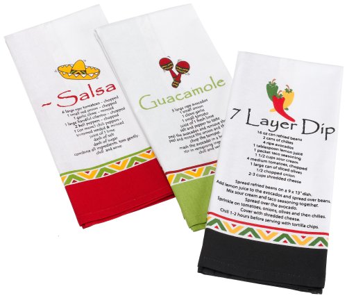DII Caliente Printed Recipe Dishtowel Set of 3