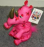 Retired Disney It's a Small World 8" Flowered Rhino Plush Bean Bag Doll Mint with Tags