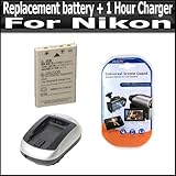 Replacement battery For Nikon EN-EL12 ENEL12 1050MAH + 1 Hour Charger For Nikon Coolpix S6000 S8000 S1000pj S640 S70 S710 S610 S610c S620 S630 + Free Pack Of LCD Screen Protectors
