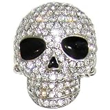 Skull Ring In Crystal with Silver Finish