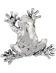 Sterling Silver Polka Dot Frog Brooch Pin, 1 1/2 inch (39 mm) tall