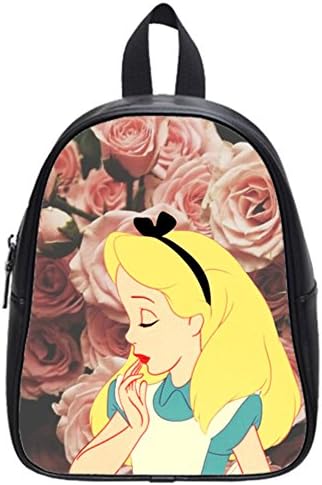 YBBG Alice in Wonderland Custom Kids School Backpack Bag Fashion Travel Bags Outdoor Black Small