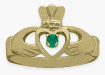 Ladies 10 Karat Yellow Gold Peridot Claddagh Ring