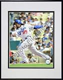 Manny Ramirez 2008 Batting Action (Side View) Double Matted 8O x 10O Photograph in Black Anodized
