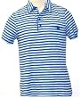 Generra Mens Blue Aqua Green Striped Vintage Polo Shirt