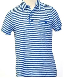 Generra Mens Blue Aqua Green Striped Vintage Polo Shirt