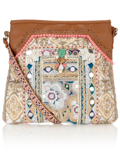 Accessorize Womens Pearl Mirror Saddle Bag
