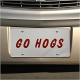 Arkansas Razorbacks Silver Go Hogs Laser Mirrored License Plate
