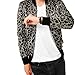 Allegra K Men Zip Up Leopard Print Varsity Letterman Jacket
