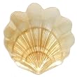 Bottom Surface Painted Glass Amber Color Scallop Shell Large Plate 14" D