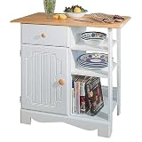 White Kitchen Island with Natural Top White Kitchen Island with Natural Top