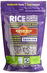 Alter Eco Fair Trade Rice, Purple Jasmine (Sticky Rice), 16-Ounce Pouches (Pack of 8)