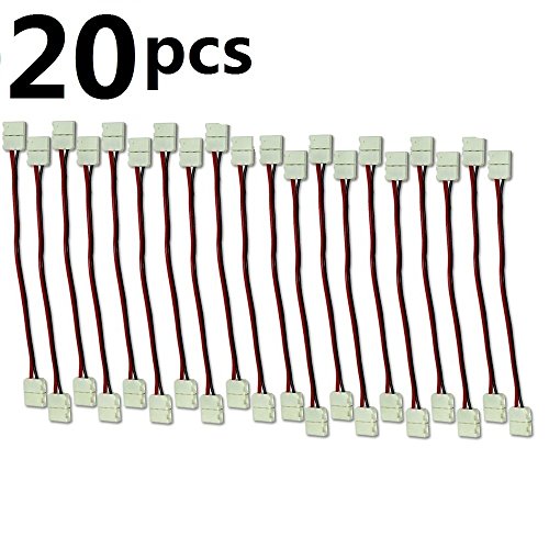 Aiskaer 20pcs 8mm SMD 3528 LED Light Strip Connector Adapter Cable ,LED Strip Light Connectors for 3528 Single Color 8mm LED Strip (Free Welding)