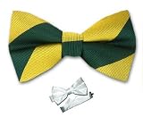 Men's - Gold and Hunter Green - Silk Collegiate Pre-Tied Bowtie