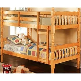 Imports Direct CM-BK606A New Honey Pine Bunk Beds Twin Wood Children