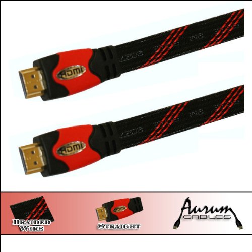 Best Price High Speed HDMI Cable -1080p (Full HD) Supports 3D TV- Audio Return Channel - 4Kx2K - 1440p - 1080p - Blu-Ray - PS3 - XBox 360 HDMI to HDMI (25ft Black & Red Nylon Brading with Stylish 24k Gold Plated Tips)