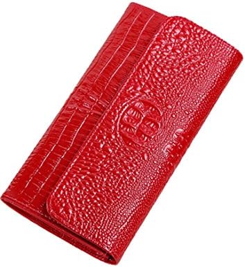 Women's Leather Long Ladies Purse Crocodile Wallet Red