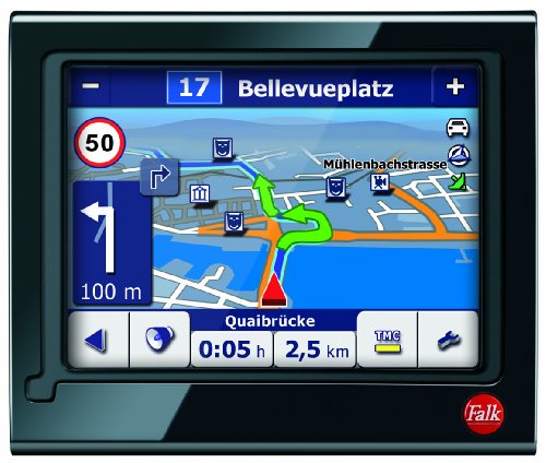 Falk M8 3rd Edition Navigationssystem inkl. TMC (8,9 cm (3,5 Zoll) Display, Kartenmaterial Europa 43, Fahrspurassistent, StadtAktiv) schwarz