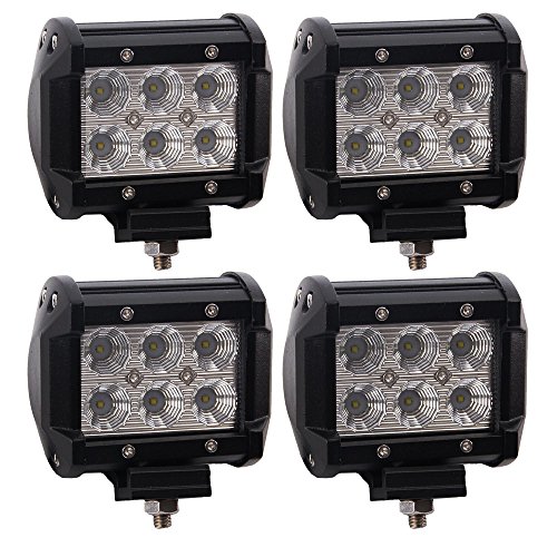 TURBO SII 4pcs 4 Inch flood Beam 18W led Work Light Driving Fog Lights Flood Beam For Chevrolet Dodge Ford GMC Jeep Toyota Polaris RZR Ranger ATV UTV Can Am Maverick Boat Suv Pillar Windshied Mount