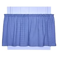 Logan Gingham Check Print 68-Inch by 36-Inch Tailored Tier Curtains, Blue