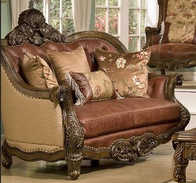 Homey Design HD-3311LV 80" W x 51" H x 41" D Traditional Luxury Leather Formal Living Room Loveseat