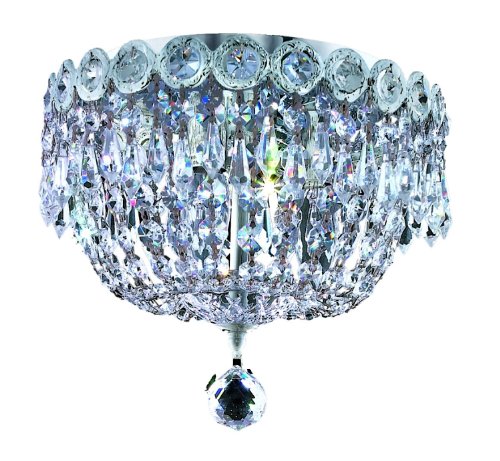 Elegant Lighting 1900F10C/RC Century 9-Inch High 3-Light Chandelier, Chrome Finish with Crystal (Clear) Royal Cut RC Crystal
