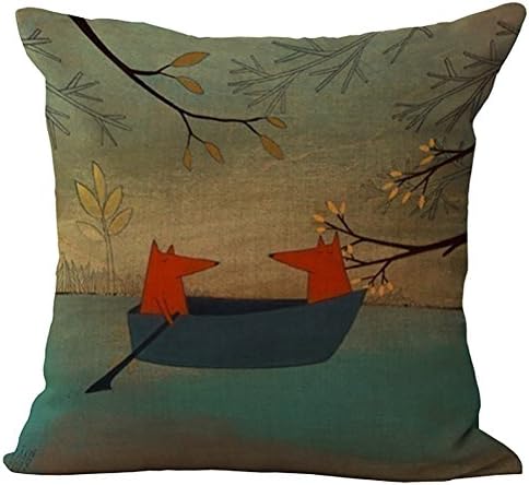 Fairy Tale Fox Printed Stuffed Cushion LIFECREATIVE Linen Cotton Cover Filling Stuffing Throw Pillow Insert Pattern Zipper For Decor Decorative Drawing Living Room