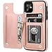 iPhone 11 Wallet Case with Card Holder,OT ONETOP PU Leather Kickstand Card Slots Case,Double Magnetic Clasp and Durable Shockproof Cover for iPhone 11 6.1 Inch(Rose Gold)