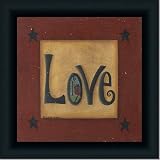 Love Folk Art Primitive Country Print Sign Framed