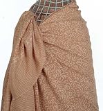 Curling leaves batik sarong in beige