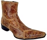 FIESSO MUSTARD/GOLD GENUINE LEATHER POINTED TOE ITALIAN BOOTS WITH PULL-UP ZIPPER