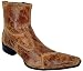 FIESSO MUSTARD/GOLD GENUINE LEATHER POINTED TOE ITALIAN BOOTS WITH PULL-UP ZIPPER