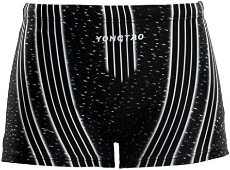 YONGTAO Mens Dacron Printing Boxers Rope Waist Design Causal Sport Shorts Beachwear Swimwear Black &amp; White - XXL