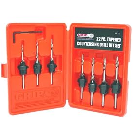 Grip 22 pc Tapered Countersink Drill Bit Set by Grip-On-Tools
