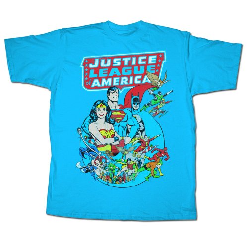  DC Comics Justice League Superman Batman Wonder Woman Unstoppable Men's Turquoise T-shirt