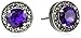 Amazon Collection Sterling Silver Oxidized Gemstone and Genuine Marcasite Halo Pendant Necklace and Stud Earrings Jewelry Set