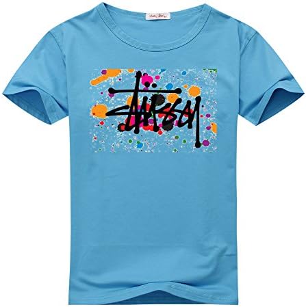 Stussy Logo For Men's Printed Short Sleeve Tee Tshirt Large Light Blue