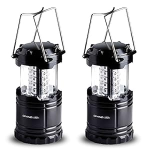 Divine LEDs Bright 2 Pack Portable Outdoor LED Camping Lantern, Black, Collapsbile