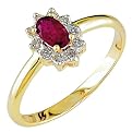 10K Gold Diamond and Pink Sapphire Oval-Setting Ring